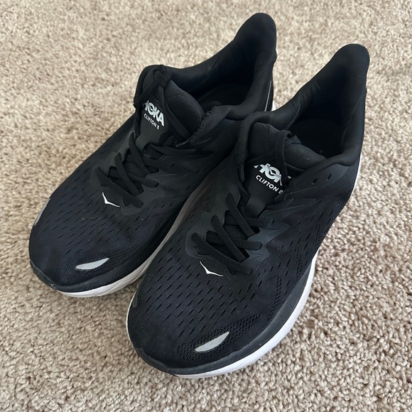 Hoka Clifton 8 Running Shoes Mens Black White Athletic Sneakers main image 6